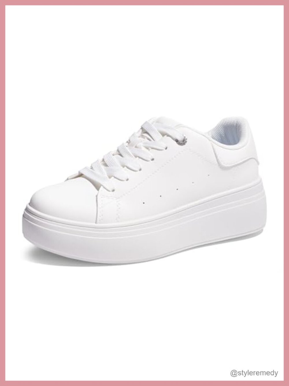 Women's Platform Fashion Sneakers Faux Leather Anti-Slip Sole Casual Lace Up